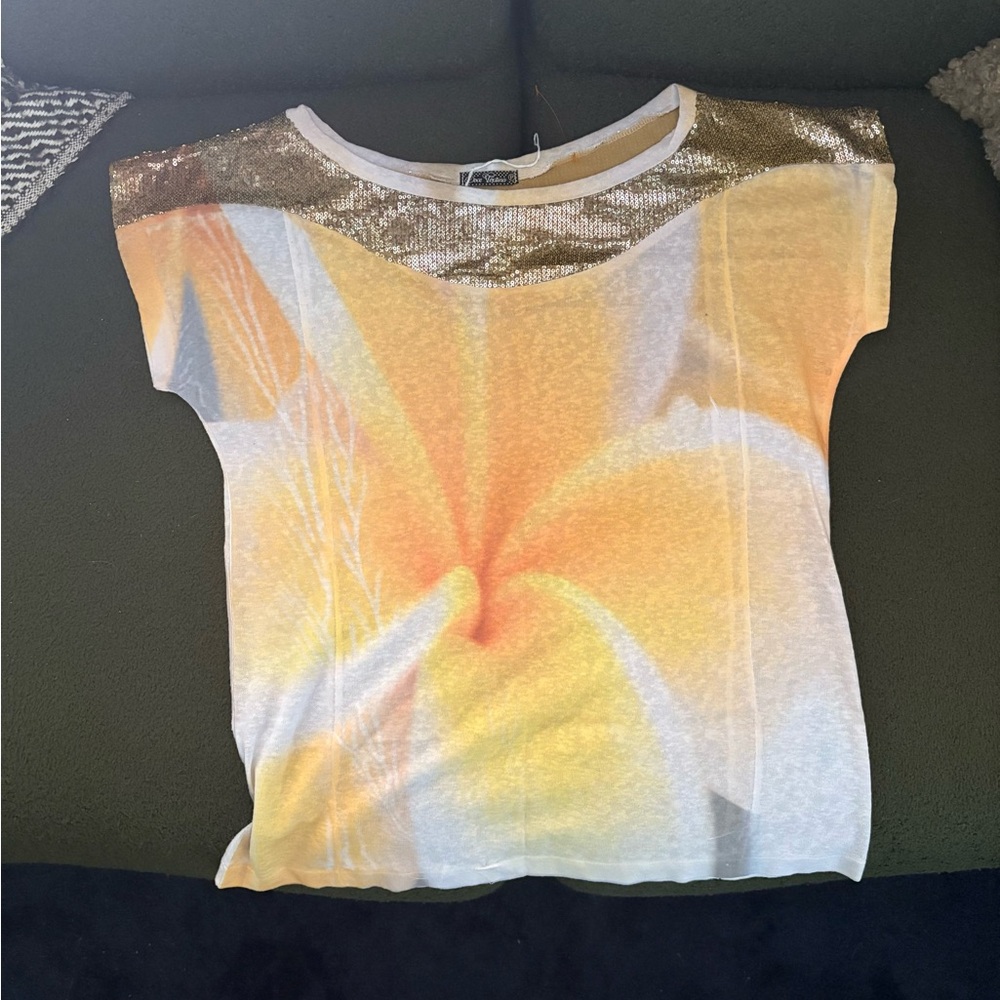Y2K sequin printed top